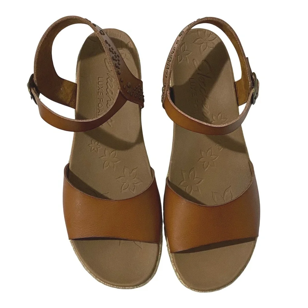Skechers Cali Brit Edgy Days Espadrille Wedge Studded Sandals Womens 11 Luxefoam